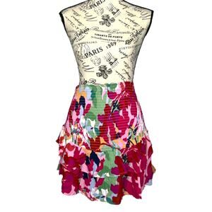 BB Dakota by Steve Madden (M) Smocked Waist Tiered Ruffles Floral Mini Skirt